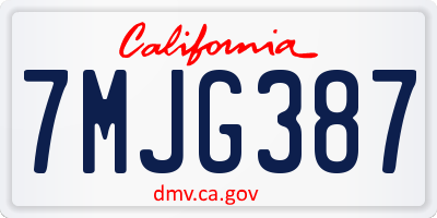 CA license plate 7MJG387