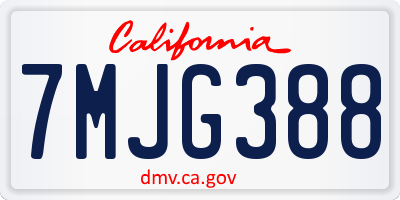 CA license plate 7MJG388