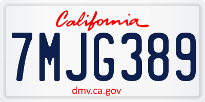 CA license plate 7MJG389