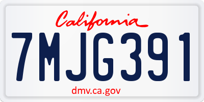CA license plate 7MJG391