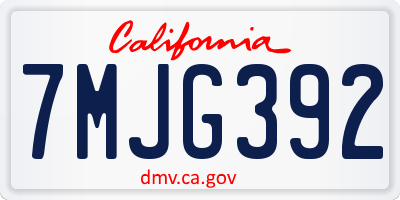 CA license plate 7MJG392