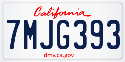 CA license plate 7MJG393