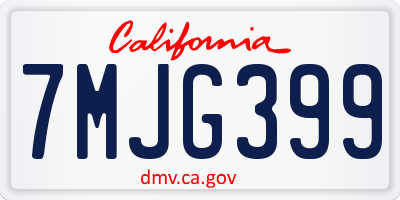 CA license plate 7MJG399