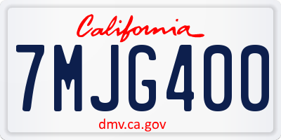 CA license plate 7MJG400