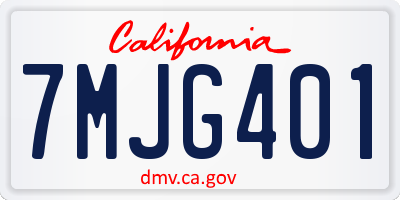 CA license plate 7MJG401