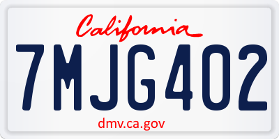 CA license plate 7MJG402
