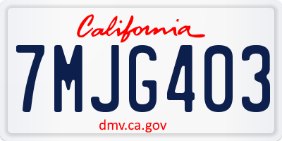 CA license plate 7MJG403