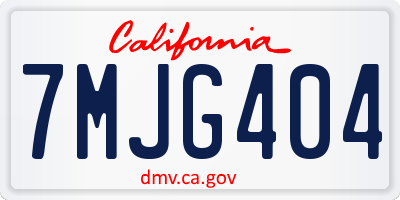 CA license plate 7MJG404