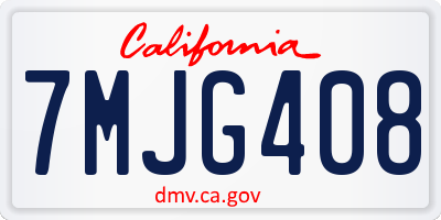 CA license plate 7MJG408