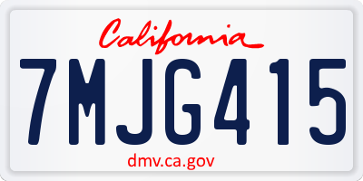 CA license plate 7MJG415