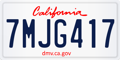 CA license plate 7MJG417