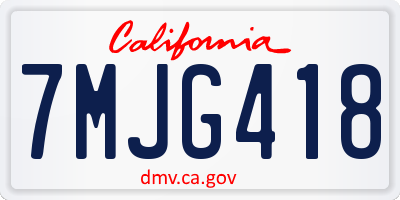 CA license plate 7MJG418