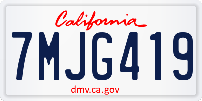 CA license plate 7MJG419
