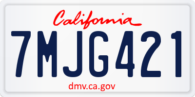 CA license plate 7MJG421