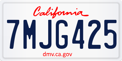 CA license plate 7MJG425