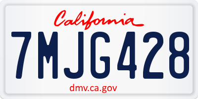 CA license plate 7MJG428