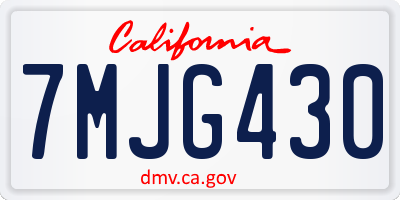 CA license plate 7MJG430
