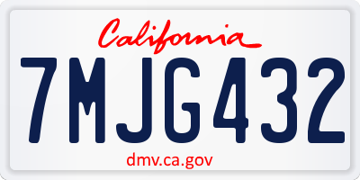CA license plate 7MJG432