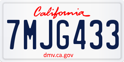 CA license plate 7MJG433