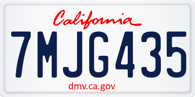 CA license plate 7MJG435