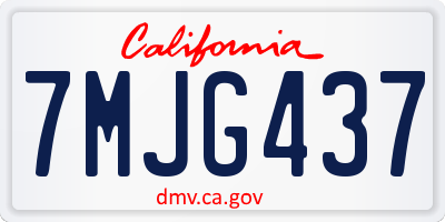 CA license plate 7MJG437