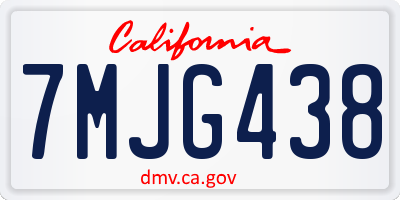 CA license plate 7MJG438