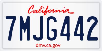 CA license plate 7MJG442