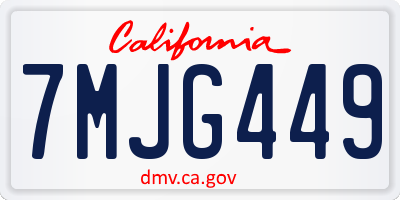 CA license plate 7MJG449