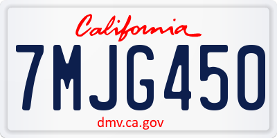 CA license plate 7MJG450
