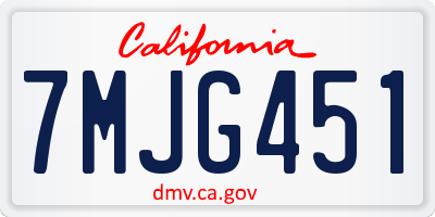 CA license plate 7MJG451