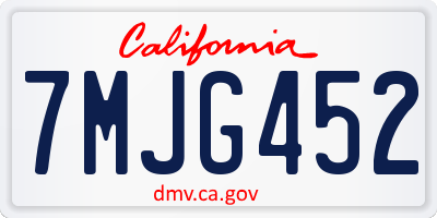 CA license plate 7MJG452