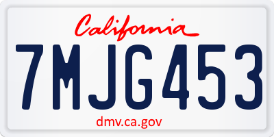 CA license plate 7MJG453