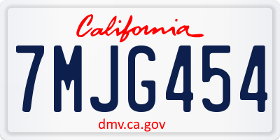 CA license plate 7MJG454