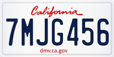 CA license plate 7MJG456