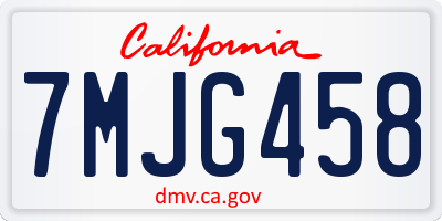 CA license plate 7MJG458