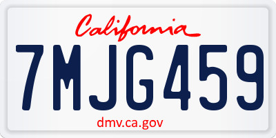 CA license plate 7MJG459