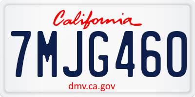 CA license plate 7MJG460