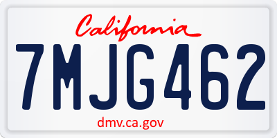 CA license plate 7MJG462