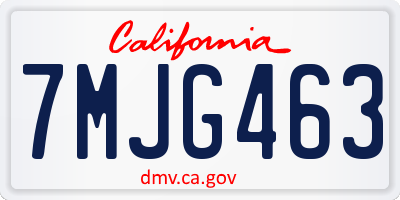 CA license plate 7MJG463