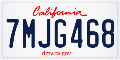 CA license plate 7MJG468