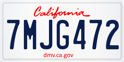 CA license plate 7MJG472