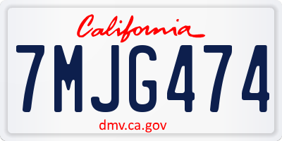 CA license plate 7MJG474