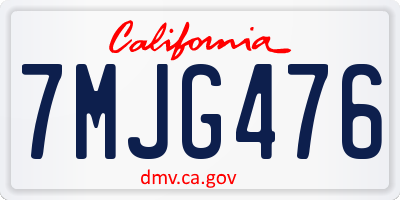 CA license plate 7MJG476