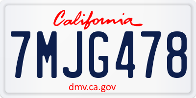 CA license plate 7MJG478