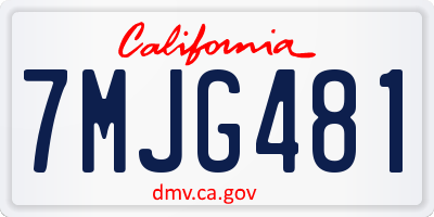 CA license plate 7MJG481