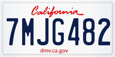 CA license plate 7MJG482