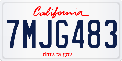 CA license plate 7MJG483