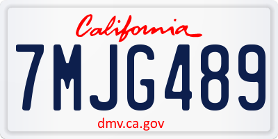 CA license plate 7MJG489