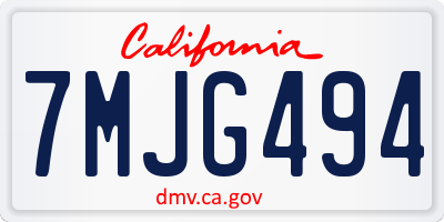 CA license plate 7MJG494