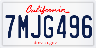 CA license plate 7MJG496